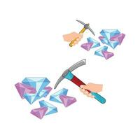 hammer with diamond illustration vector