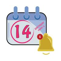 calendar with bell illustration vector