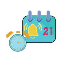 calendar with clock time illustration vector