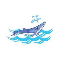 whale with sea wave illustration vector
