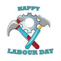 labour day, hammer with setting illustration vector