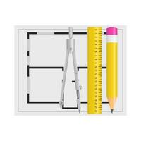 ruler, pencil with period in paper illustration vector