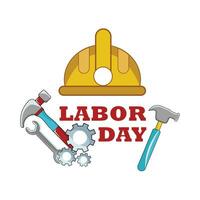 labour day text with labour equipment illustration vector