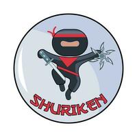 shuriken, samurai in ninja with in button illustration vector