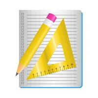 ruler with pencil in book illustration vector