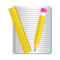 ruler with pencil in book illustration vector