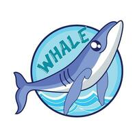 whale with sea in button illustration vector