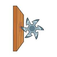 shuriken in wooden illustration vector