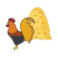 rooster with chicken food illustration vector