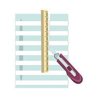 ruler with cutter in paper illustration vector