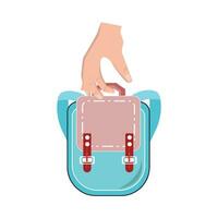 backpack in hand illustration vector