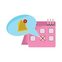 calendar with bell notification in speech bubble illustration vector