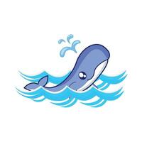 whale with sea wave illustration vector