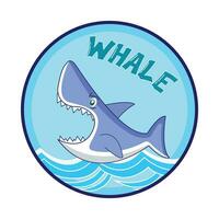whale with sea in button illustration vector