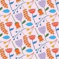Creative flowers, seamless pattern. Colorful floral seamless background. vector