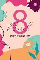 Greeting card for Women's Day March 8th. Floral background. vector