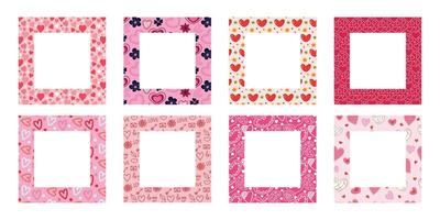 Set of frames with hearts for Valentine's Day. Place for text. vector