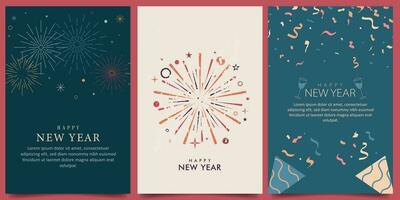 happy new year vertical design vector set. for card, poster, banner background