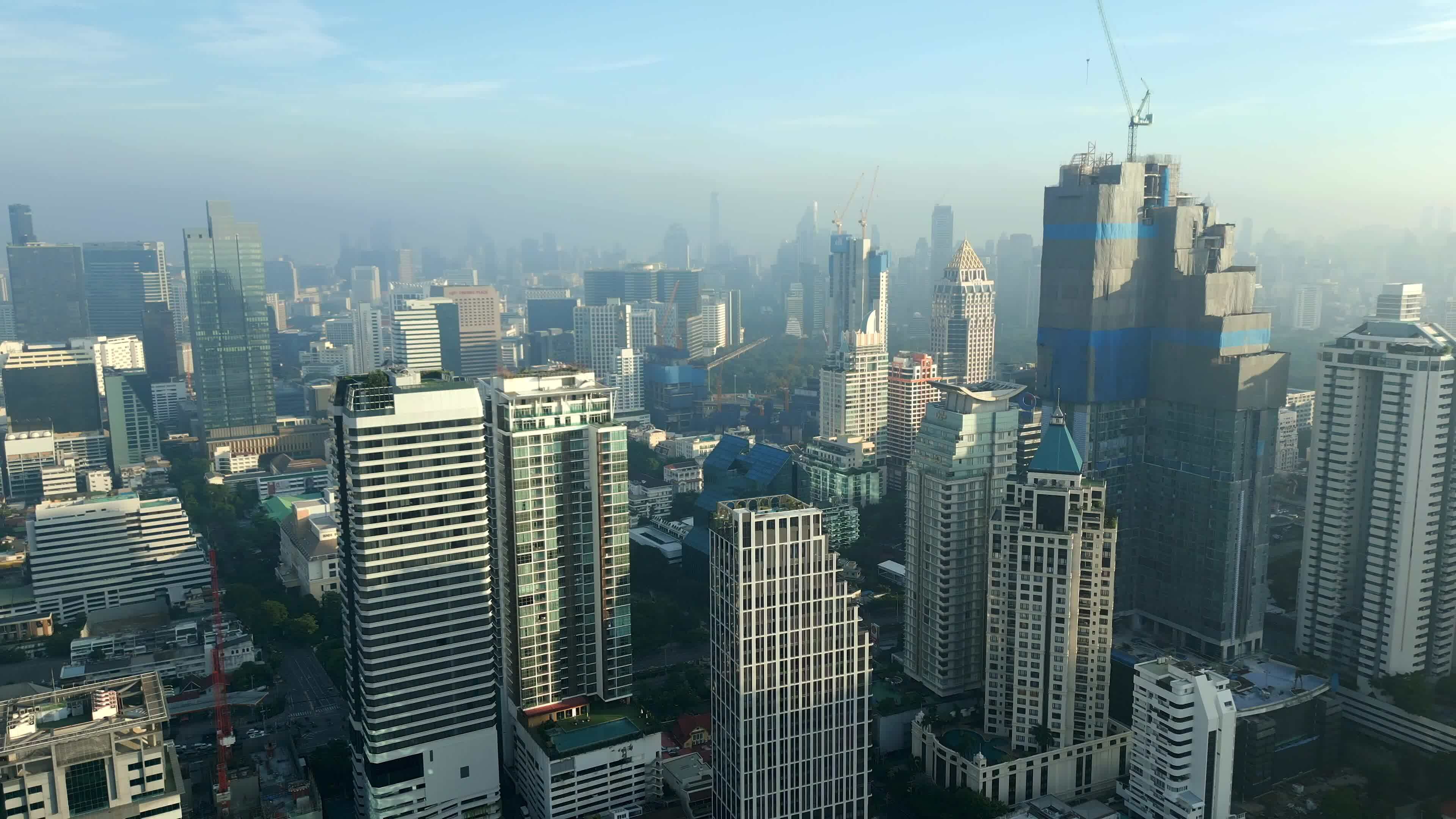 Air pollution in downtown Bangkok, Thailand Aerial 36199368 Stock Video ...