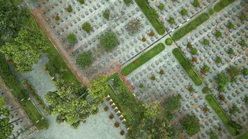 War cemetery in Cu Chi, Vietnam Aerial video