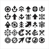 arrow icons set, black on white background, vector