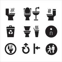 Vector toilet icons set. Toilet signs collection on white background.