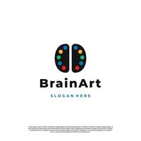 Color palette icon in the shape of a brain, brain art logo design modern concept vector