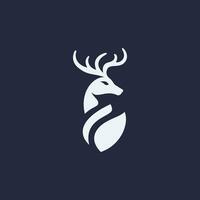 Silhouette Representation Of A Majestic Stag On A Deep Blue Background - A Study In Minimalism vector