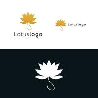 elegante loto logo diseño en oro y blanco para marca propósitos en contrastando antecedentes vector