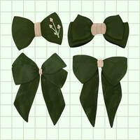 hand drawn green ribbons set vector