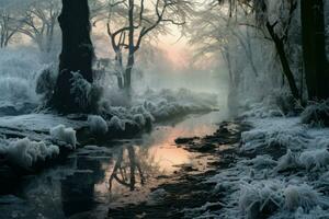 AI generated Frosty Morning Landscapes - Generative AI photo