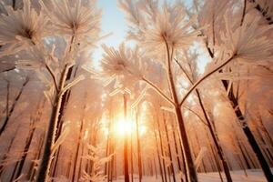 ai generado invierno rayos de sol - generativo ai foto