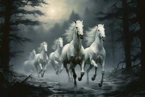 AI generated Elusive centaurs galloping through moonlit meadows - Generative AI photo