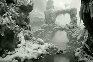 AI generated Frozen Waterfalls - Generative AI photo