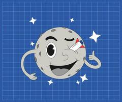 Moon cartoon caharacter vector