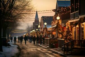 ai generado Navidad en pequeño pueblos - generativo ai foto