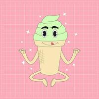 cute ice cream cartoon character vector