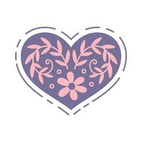 Floral heart sticker vector