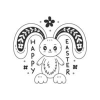 Easter bunny with text in doodle style vector
