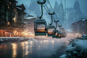 AI generated Ski Lifts and Gondolas - Generative AI photo