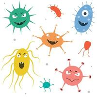 Vector set of cartoon viruses and bacteria