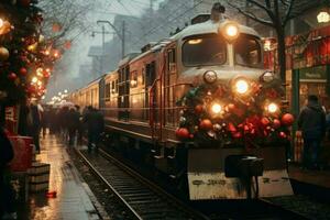 AI generated Christmas Trains - Generative AI photo