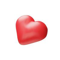 3D render red heart. Happy Valentine's Day, wedding, love symbol. Vector illustration in plastic style. Marriage realistic romantic icon. Medical simple object
