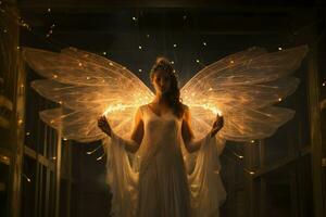 AI generated Celestial beings with wings of pure light and angelic voices - Generative AI photo