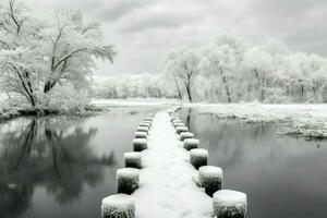 ai generado Nevado pisar piedras - generativo ai foto