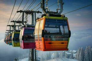 AI generated Ski Lifts and Gondolas - Generative AI photo