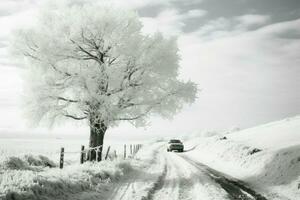AI generated Snowy Countryside Drives - Generative AI photo