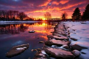 ai generado invierno puestas de sol y amanecer - generativo ai foto