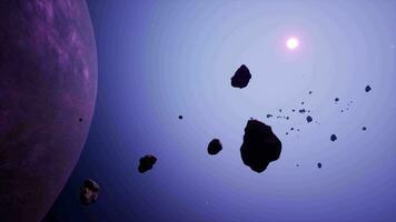 a large cluster of asteroids near an unknown planet video
