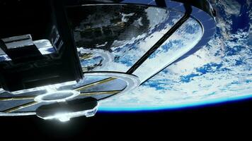 Cargo spaceship on orbit of planet Earth video